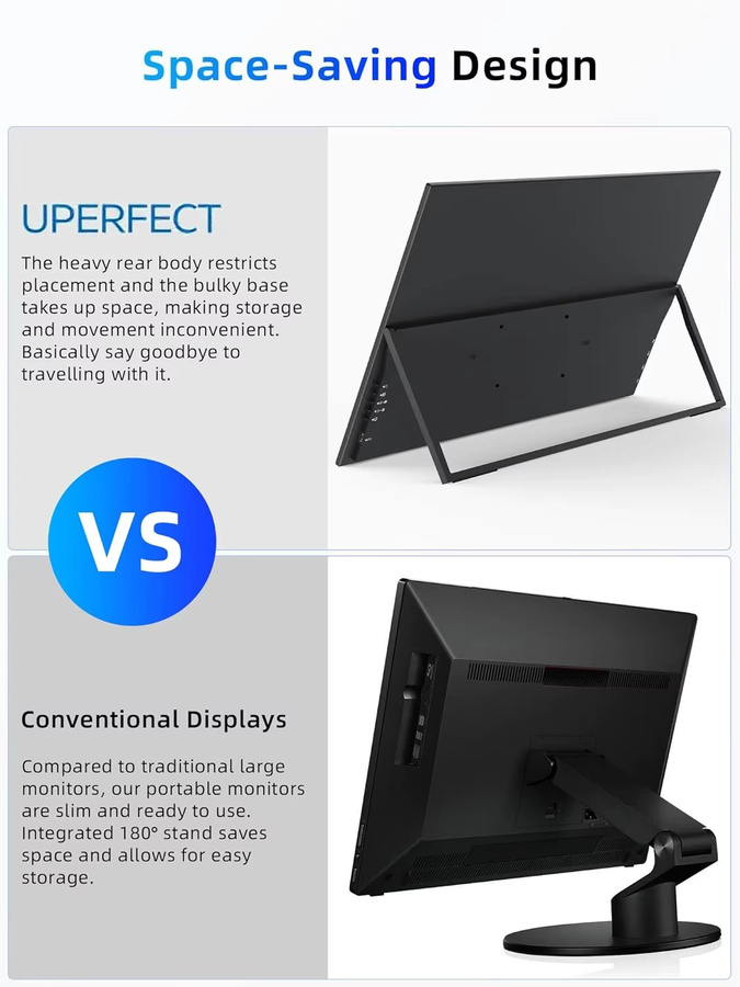 UPERFECT UGame 23,8 Zoll QLED Gaming Monitor, 120Hz, Full HD, 125% sRGB, 350 Nits, Schwarz, USB-C und HDMI Anschluss für Xbox, PlayStation und Nintendo Switch - Bild 3