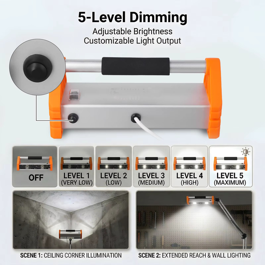 Podofo Arbeitsleuchte Orange 2200 Lumen mit 155 Grad Ultraweitwinkel Doppelwandige LED-Inspektionslampe für Lacke und Trockenbau - Bild 4