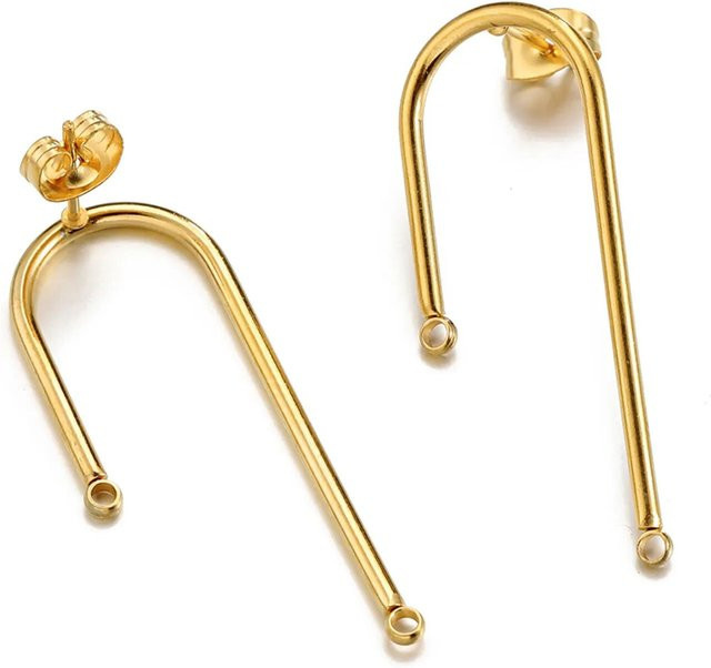 Ailimi Ohrstecker Edelstahl, U-Form, Gold, Unisex - Bild 1