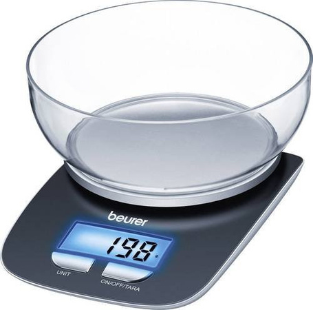 Digitale Küchenwaage Beurer KS 25 in Schwarz mit Messschale und einem Wägebereich bis 3 kg