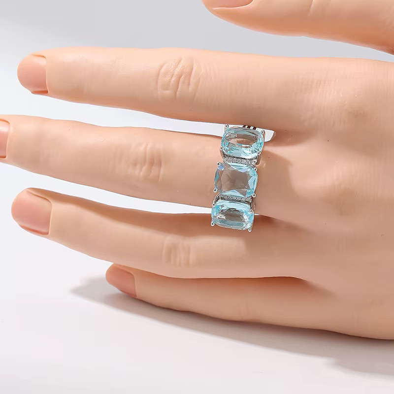 Ring, Silber, Zirkonia, blau und weiß, Unisex - Bild 1