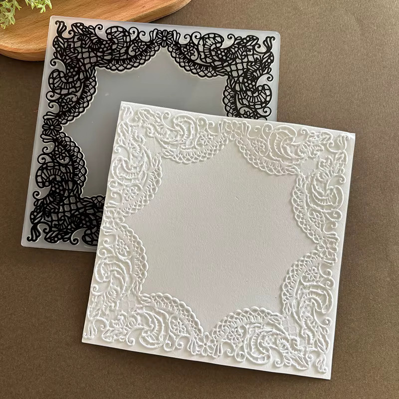 Geprägter Ordner mit 3D-Spitzenmuster und Rahmen in Weiß aus Kunststoff für Scrapbooking, Kartenherstellung und Hochzeitsdekoration - Bild 2