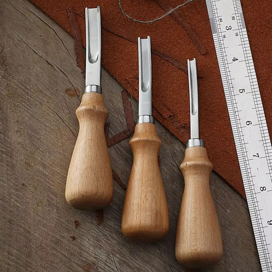 Leder Craft Edge Beveler Skiving Werkzeug zum Abschrägen und Trimmen für DIY Lederbastelarbeiten in Silber - Bild 2