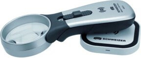 SCHWEIZER Handleuchtlupe Tech-Line, 15x, LED, Silber - Bild 1