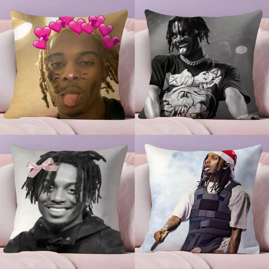 PIKPAKA P-Playboi Carti Kissenbezug aus Plüsch, quadratisch, schwarz/mehrfarbig, B/H: 30 x 30 cm - Bild 2