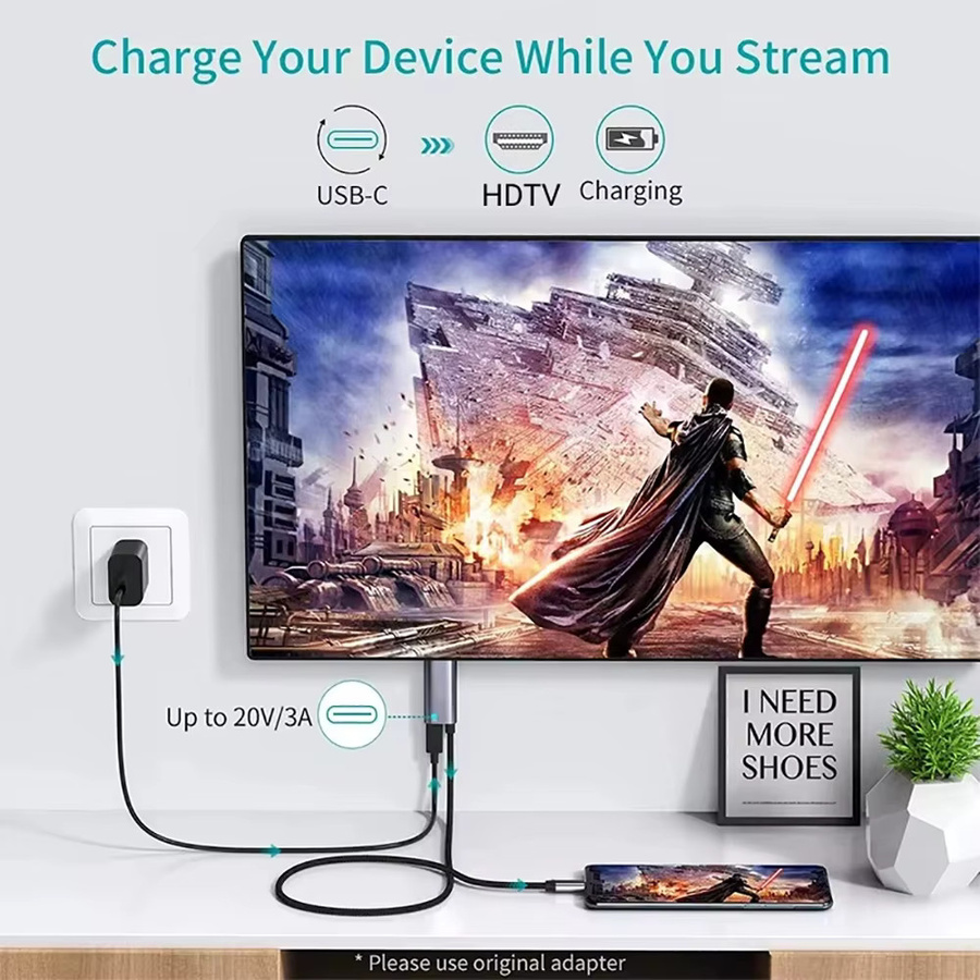Kebidumei USB-C zu HDMI Adapter mit 4K Auflösung und 65W PD Ladegerät für PC, TV und Macbook Pro - Bild 3