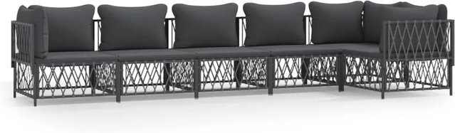 vidaXL 6-teiliges Garten-Lounge-Set in L-Form mit Kissen, Anthrazit, pulverbeschichteter Stahl und Textilene - Bild 1