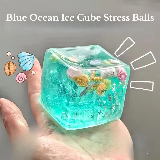 Taba Squishy Stressbälle Würfel, Ozean Sensorisches Zappelspielzeug, 1 Stück - Bild 1