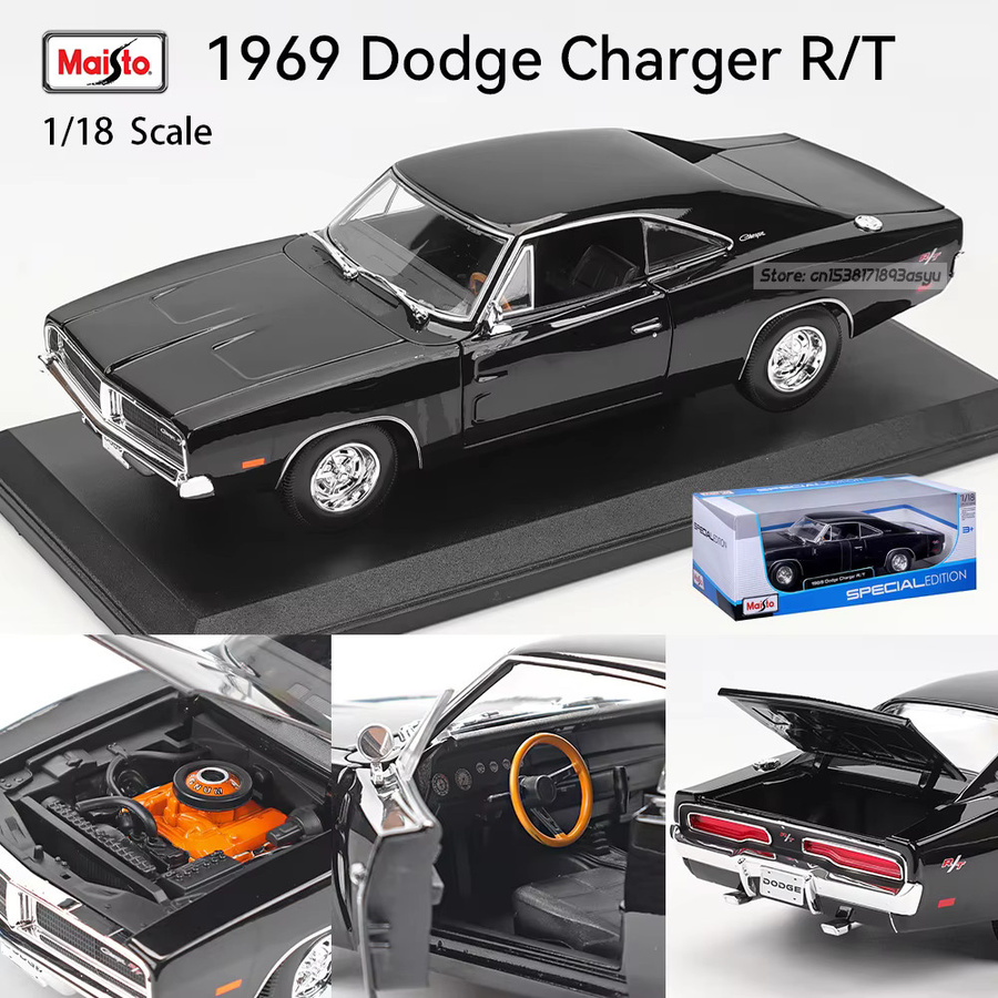 Maisto 1969 Dodge Charger R/T Sport Coupé, Modellauto, 1:18, Schwarz - Bild 2