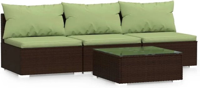 vidaXL 4-tlg Garten-Lounge-Set aus Poly Rattan mit Kissen in Braun - Bild 1