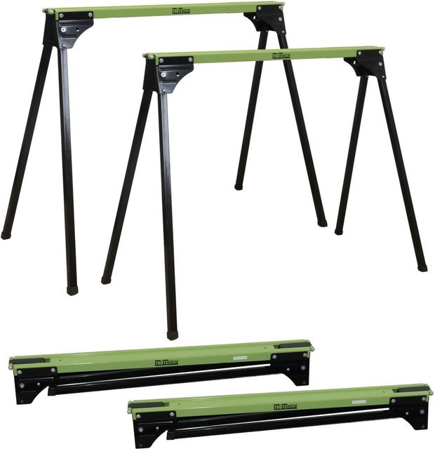 TRUTZHOLM 2er Set Klappbare Arbeitsböcke aus Stahl bis 1000 kg, Grün/Schwarz - Bild 1
