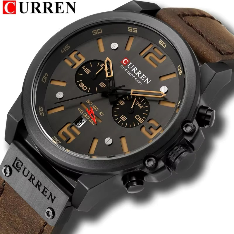 CURREN Armbanduhr, Quarz, Lederarmband, Edelstahl, Silber, Herren - Bild 2