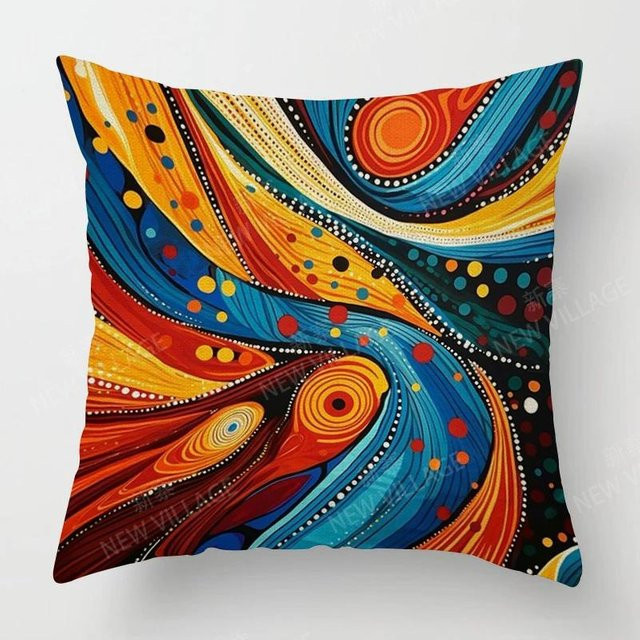 Modernes Dekokissen mit abstraktem Grafikdesign von GUOYU HOMEDECOR, Mehrfarbig, quadratisch, aus Polyester - Bild 1