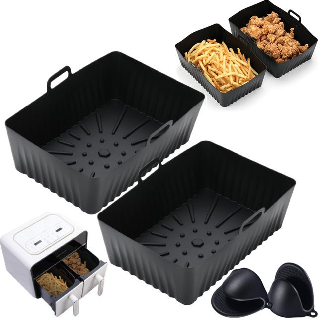 Antihaft Silikon Air Fryer Liner für Ninja Airfryer, Grau, Quadratisch - Bild 1