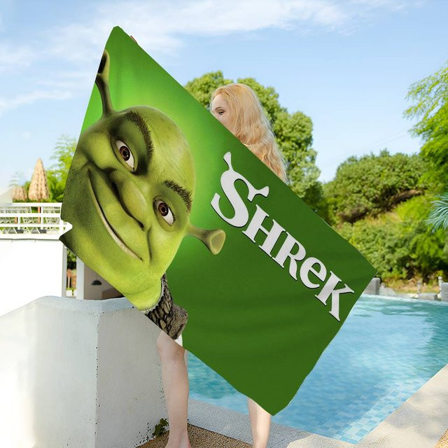 JMG Household Supplies Strandtuch Shrek Cartoon in Grün und Bunt, schnelltrocknendes Mikrofaser Badetuch für Strand, Pool und Fitness, B/H: 70 x 150 cm - Bild 1