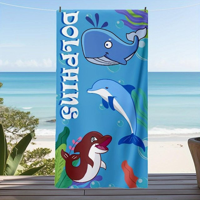 Dalangpa Strandtuch mit Delfin-Motiv, schnelltrocknend, B: 40 cm, H: 60 cm - Bild 1