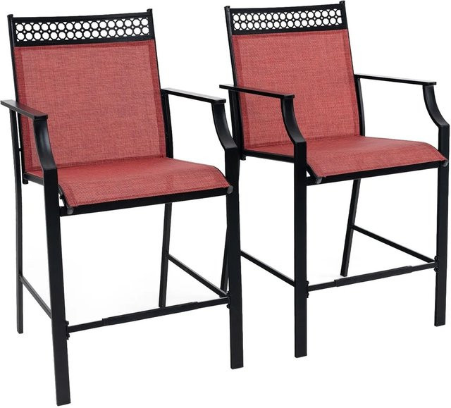 Costway 2er Set Gartenstühle aus Metall und Stoff in Rot mit schnelltrocknendem Material, B/T/H: 63 x 49 x 114 cm - Bild 1