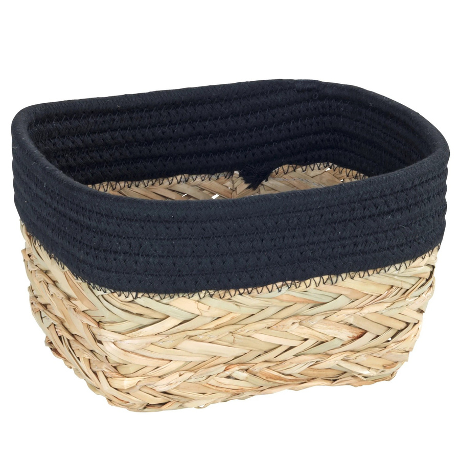 Wenko Aufbewahrungskorb Rika aus geflochtenem Borstengras, Schwarz, B: 20 cm, T: 13 cm, H: 15 cm - Bild 2