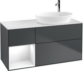 V&B Waschtischunterschrank Finion mit Wandbeleuchtung, Grau lackiert, Breite: 120 cm, Tiefe: 50,1 cm, Höhe: 50,1 cm - Bild 1