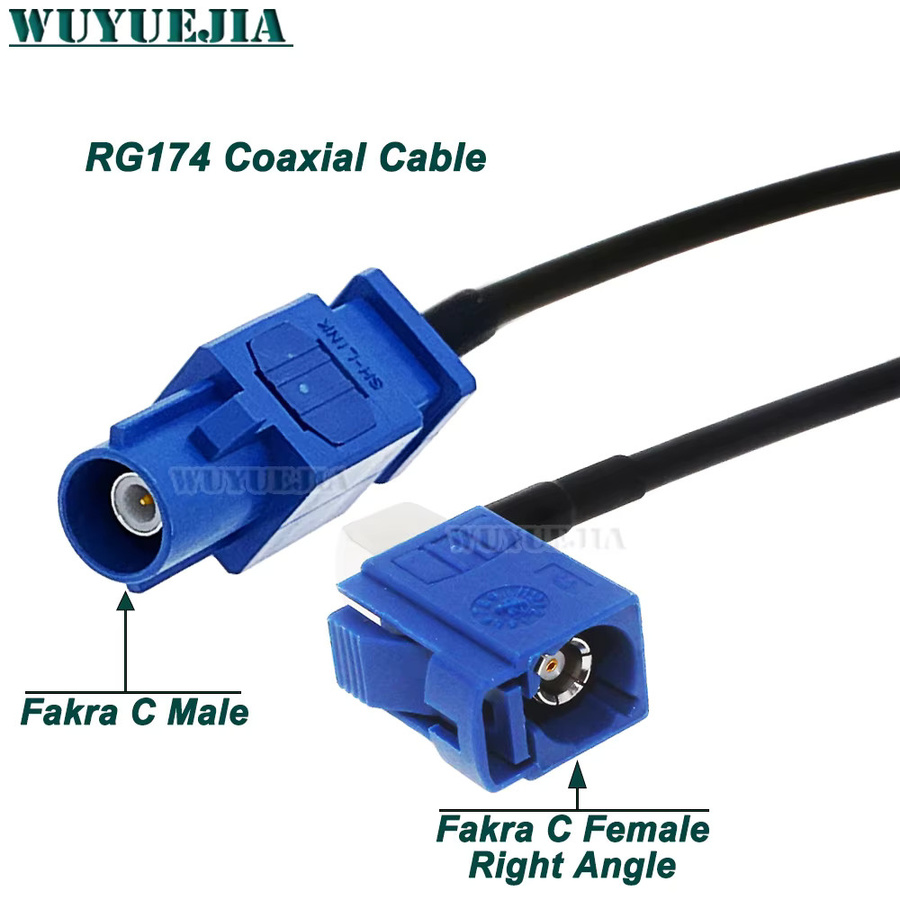 WUYUEJIA RG174 Koaxialkabel Blau Fakra C Buchse auf Fakra C Stecker Gerade 90 Grad für Autoradio-Antennenverlängerung - Bild 3