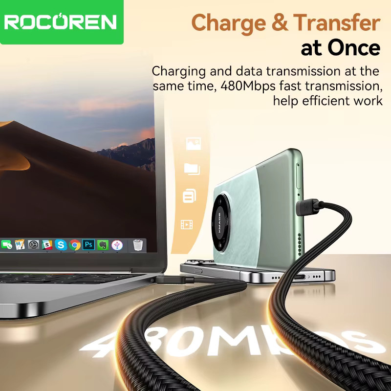 Rocoren USB-C zu USB-C Datenkabel 240 W PD3.1 Schnellladekabel Schwarz - Bild 3