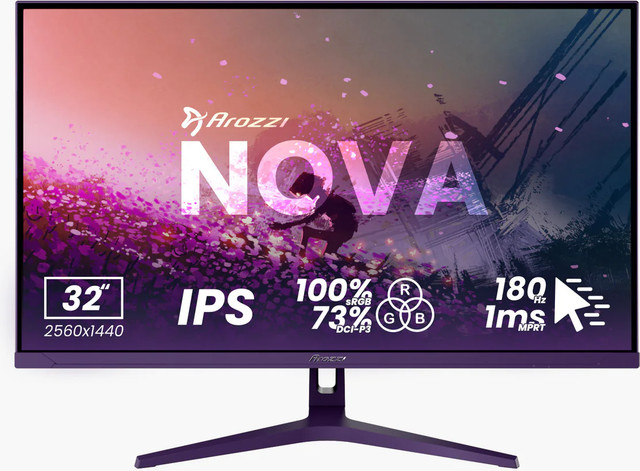 Arozzi Nova Gaming-Monitor, 32 Zoll, QHD, IPS, 180 Hz, Lila/Schwarz - Bild 1