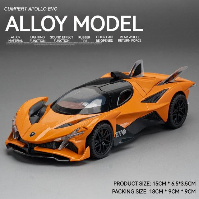 Linyi toy car Apollo Projekt Evo Sportwagen, Metallmodell, 1:32, mit Licht und Sound, ab 14 Jahren - Bild 1