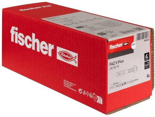 Fischer FAZ II Plus Bolzenanker aus Stahl, Farbe: Rot, Länge: 205 mm, Durchmesser: 24 mm, 4 Stück - Bild 1