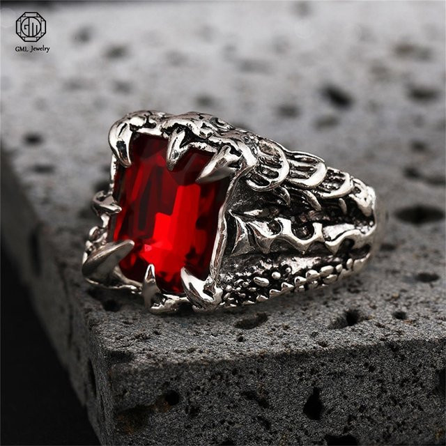 Ring Drachenklaue Adlerkralle, Metall, Schwarz, Kristall, Unisex, Vintage - Bild 1