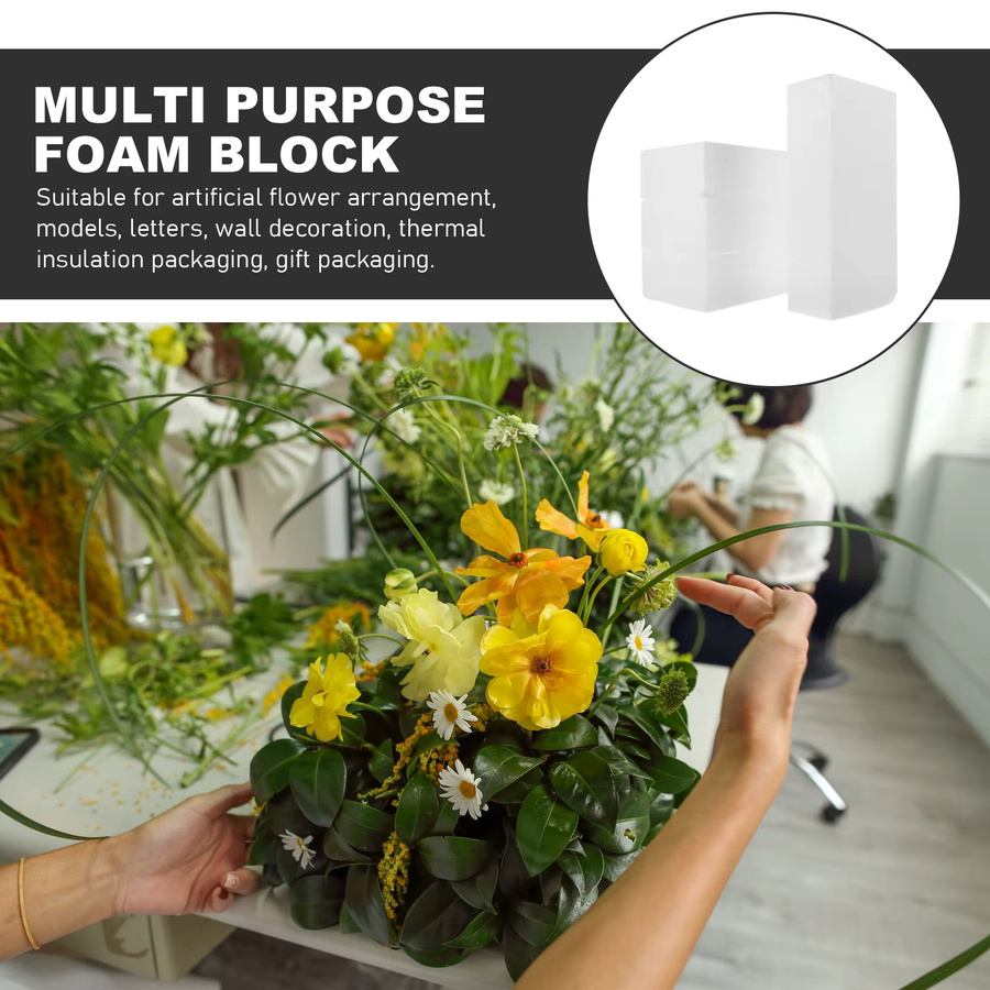4 Stück weiße Schaumstoffblöcke in quadratischer Form für florale Dekorationen, Hochzeiten und DIY-Projekte - Bild 2