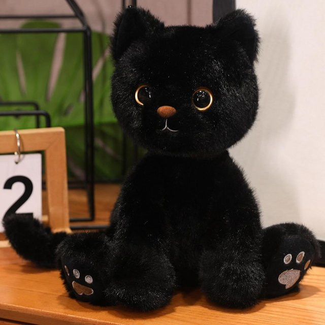 BC Pet Supplies Sitzende Katze Plüschtier, Schwarz, Plüsch / Textil - Bild 1