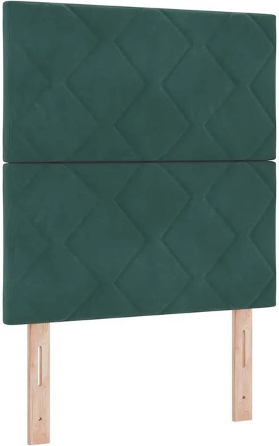 vidaXL LED Boxspringbett mit Matratze in Dunkelgrün aus Samtstoff, B/T/H: 80 x 200 x 140 cm - Bild 1