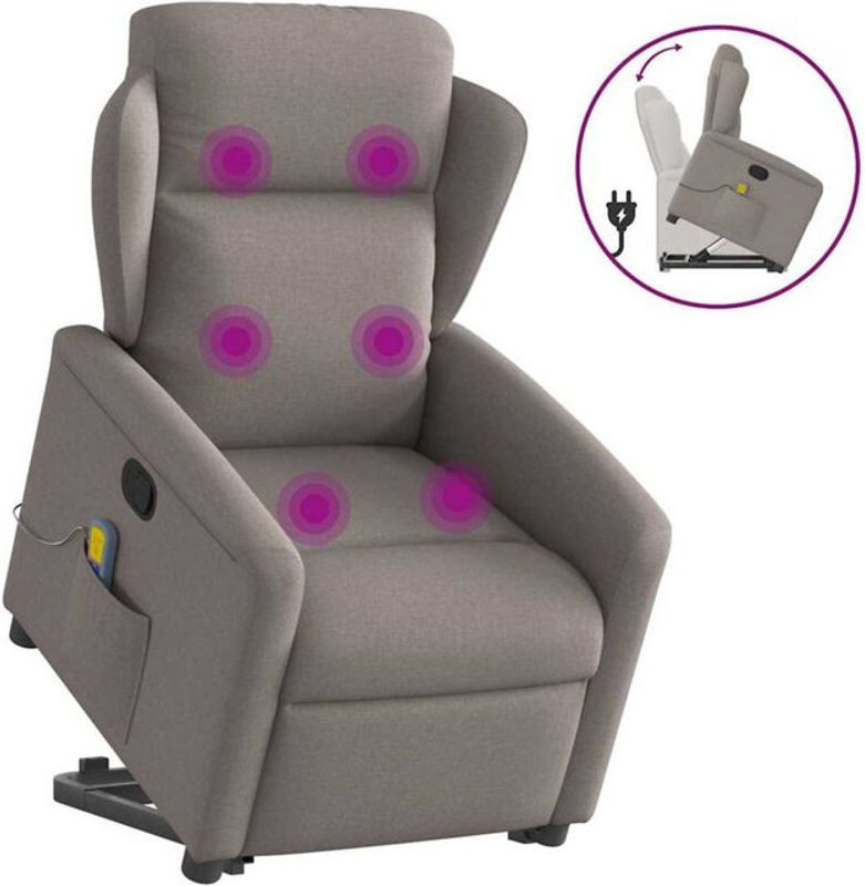 VIDAXL Relaxsessel mit Aufstehhilfe und Massagefunktion in Taupe meliertem Stoff - Bild 1