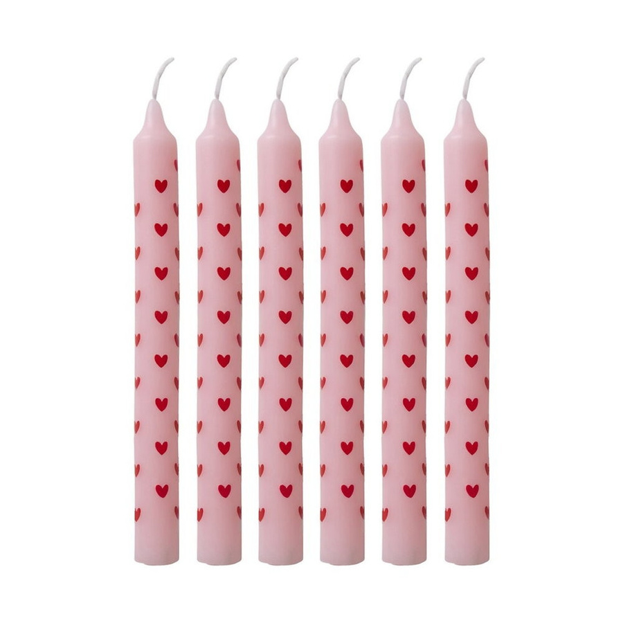 Rice Paraffinwachs-Kerzen mit Herz-Print in Pink - Bild 1