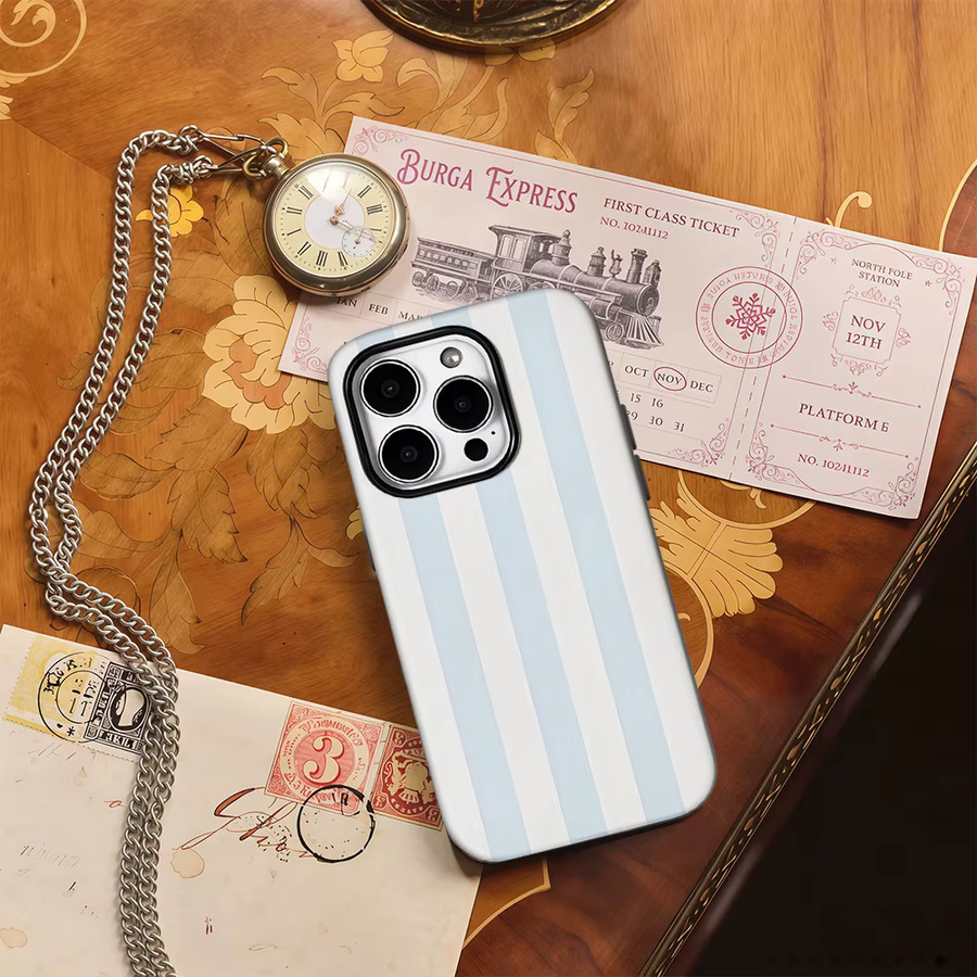 Luxuriöse doppellagige Handyhülle für Apple iPhone Modelle mit blauen Streifen - Bild 3