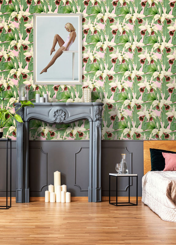 MINDTHEGAP Wandtattoo Treasure Island Pink Floral Botanical Mural aus Vlies, Breite: 300 cm, Höhe: 52 cm - Bild 2