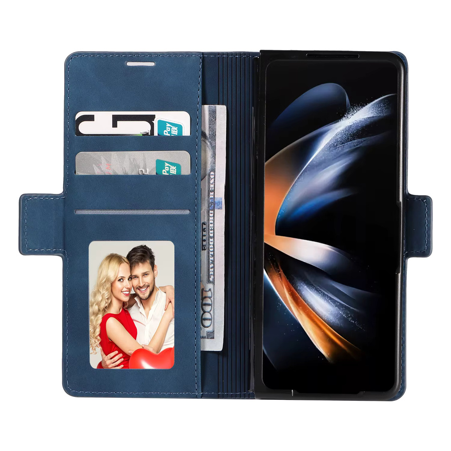 Retro Leder Handyhülle mit Kartenfach und Magnetverschluss für Samsung Galaxy Z Fold 7 6 5 4 3 in Schwarz - Bild 4