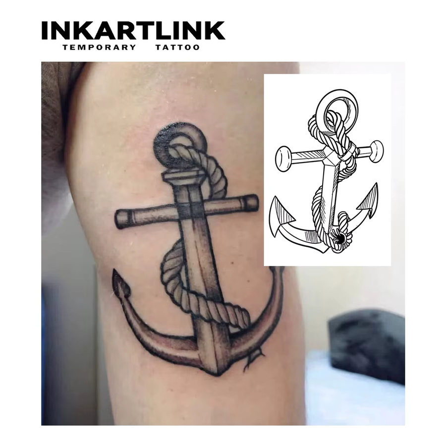 INKARTLINK Temporärer Tattoo-Aufkleber Anker, wasserfest, semi-permanent - Bild 2