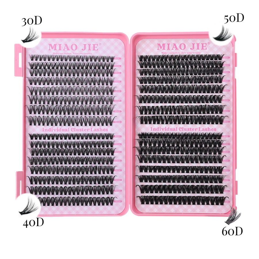 MIAOJIE Wimperncluster D Curl, 640 Stück, Black, Unisex - Bild 5