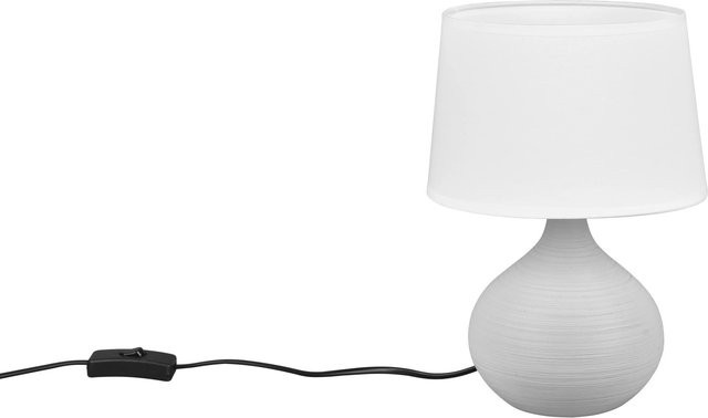 Reality Design Tischlampe Martin in Cappuccino mit Keramikfuß und Stoffschirm, Höhe: 29 cm, Durchmesser: 20 cm - Bild 1