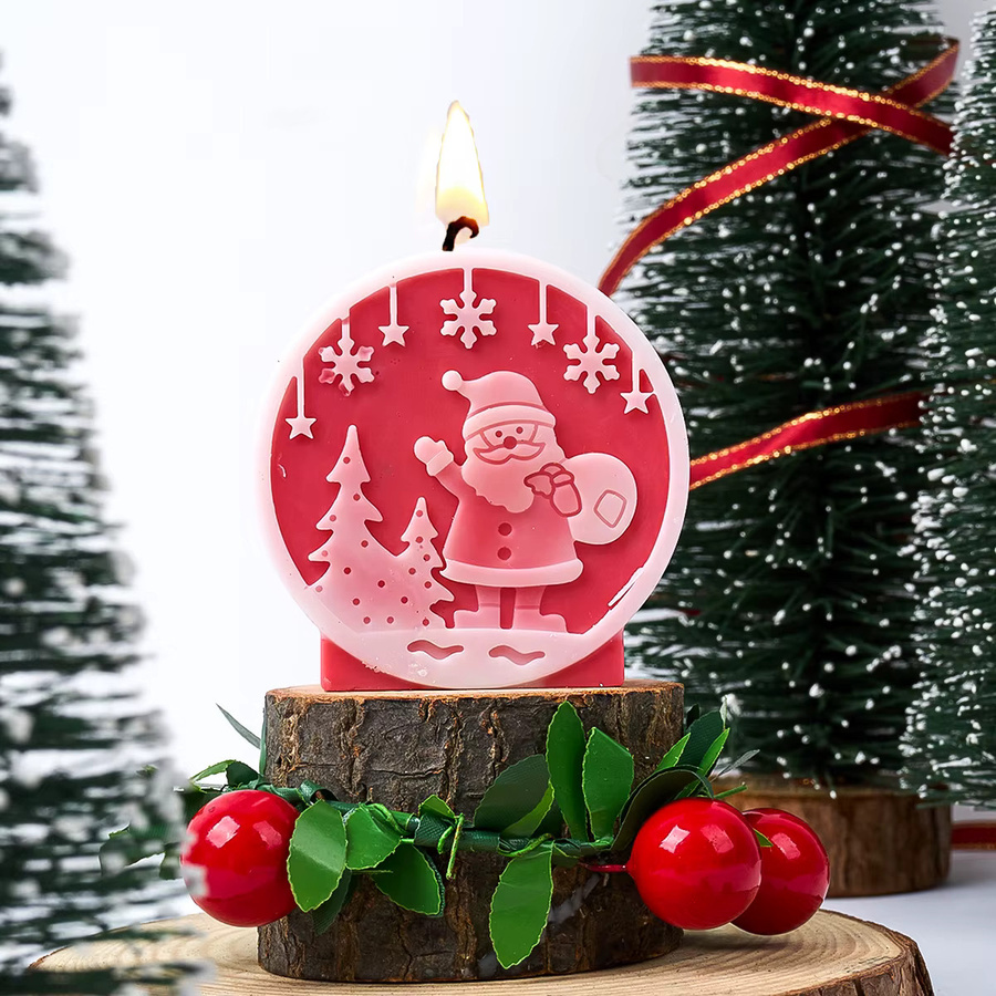 UDOCOOL Silikonform für DIY Weihnachts-Duftkerzen mit Kristallkugel, Weihnachtsbaum, Schneemann und Elch Mustern - Bild 5