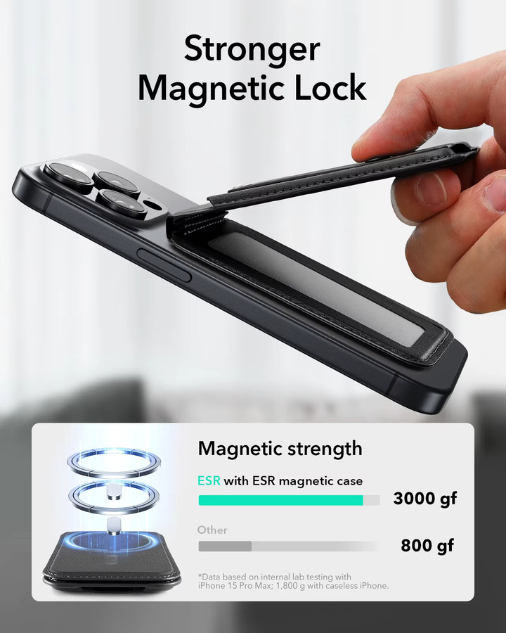 ESR MagSafe Wallet 5 Kartenhalter RFID-blockierende magnetische Geldbörse für iPhone 17/16/15/14/13 und Samsung Modelle in Schwarz oder Blau - Bild 3