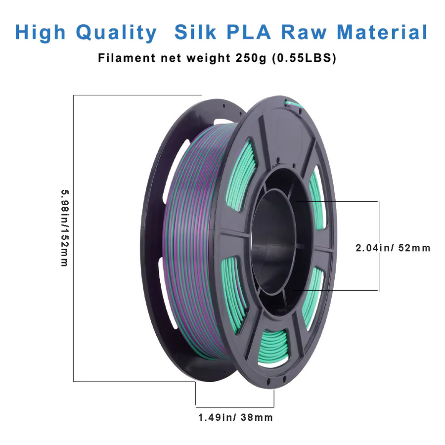 BING3D Seiden-PLA-Filament für FDM-3D-Drucker, zweifarbig lila-grün, Durchmesser: 1,75 mm - Bild 3