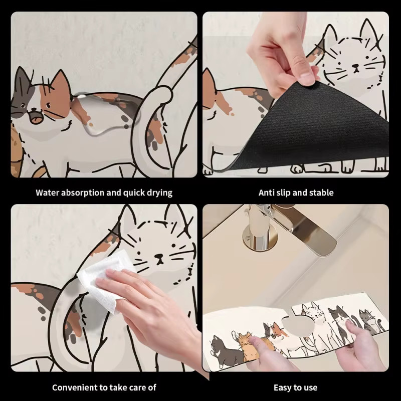 VIKAMA Abflussmatte mit Katzenmotiv für das Badezimmer, multicolour - Bild 6