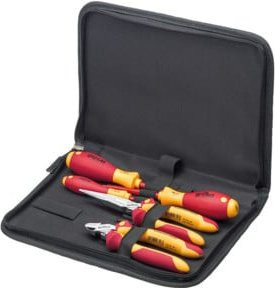 Wiha Elektriker Werkzeugset 5-teilig mit Schraubendrehern, Flachrundzange und Seitenschneider in Rot inklusive Tasche - Bild 1