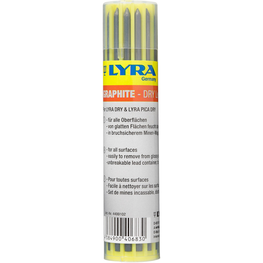 Lyra Ersatz Graphitminen für Baumarker, 12-teilig, Grau, Stärke 2B - Bild 2