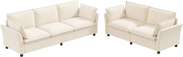 Merax Sofa Set Cloud Modular L-Shape in Beige mit Chenille-Bezug - Bild 1