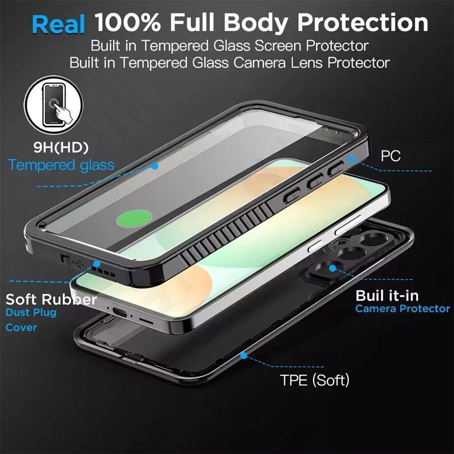 Shellbox Wasserdichte Schutzhülle IP68 aus Aluminium für Samsung Galaxy S25 S24 S23 S22 Ultra FE A55 A35 A36 5G in Schwarz - Bild 2