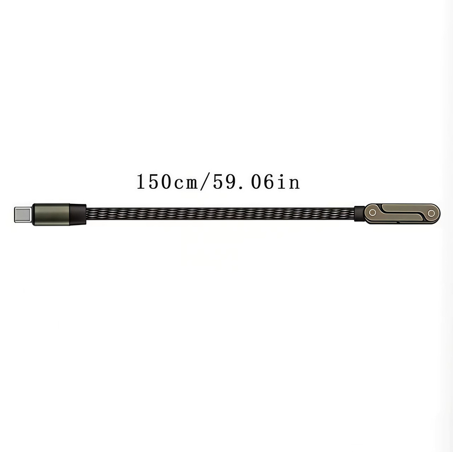 Lann 240W USB-C auf USB-C Ladekabel, faltbares und rechtwinkliges Multifunktionskabel in Schwarz - Bild 3