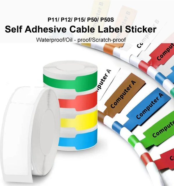 Marklife P15 Thermoetikettenrolle aus Papier, wasserfeste selbstklebende Etiketten in Gelb und Mehrfarbig für P15 P12 P11 Etikettendrucker - Bild 1